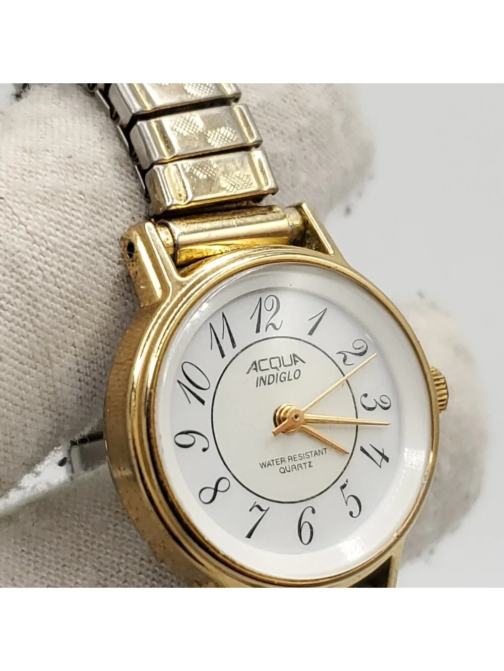 Timex Acqua Indiglo Womens Watch Stretch BandTwo-Tone 23mm New Battery